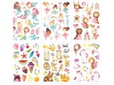 Papierdrachen Tattoo Set Einhorn, Meerjungfrau, Prinzessin