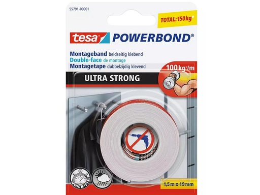 [90281755 1510376] tesa Montageband -Set Powerbond Ultra Strong 2x 1.5 m x 19 mm