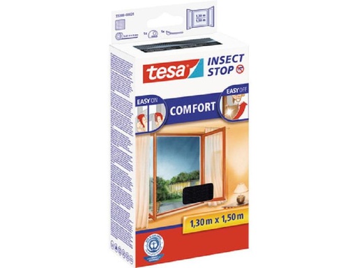 [90281778 1510412] tesa Fliegengitter -Set Comfort, 2x 1.3 m x 1.5 m, Anthrazit