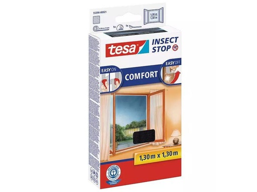 [90281803 1510411] tesa Fliegengitter -Set Comfort, 2x 1.3 m x 1.3 m, Anthrazit