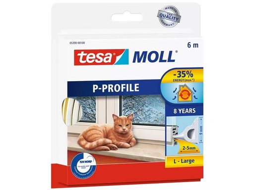 [90281900 1510399] tesa Dichtungsband -Set P-Profile, 2x 10 m x 9 mm x 5.5 mm, Weiss