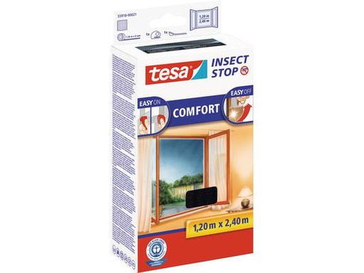 [90281903 1510413] tesa Fliegengitter -Set Comfort, 2x 1.2 m x 2.4 m, Anthrazit