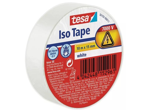 [90281949 1510410] tesa Isolierband -Set Iso Tape, 15 mm x 10 m, 5 Rollen, Weiss