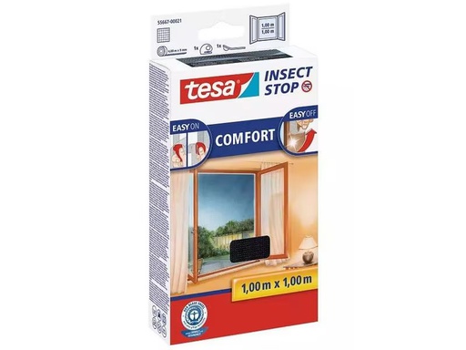 [90281982 1510377] tesa Fliegengitter -Set Comfort, 2x 1 m x 1 m, Anthrazit