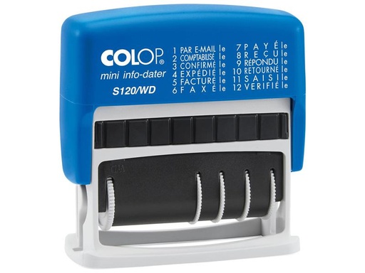 [90282026 1523956] Colop Wort- und Datumsstempel S120WD, 12 Bürowörtern, Französisch