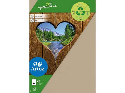 [90047793 1212409] Artoz Blankokarte Green Line A5, 5 Stück, Hellbraun