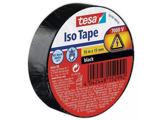 [90283989 1510389] tesa Isolierband -Set Iso Tape, 15 mm x 10 m, 10 Rollen, Schwarz