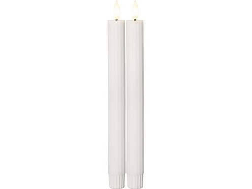 [90284732 1523406] Star Trading LED-Stabkerzen Set Flamme Stripe, 25 cm, Weiss, 2 Stück