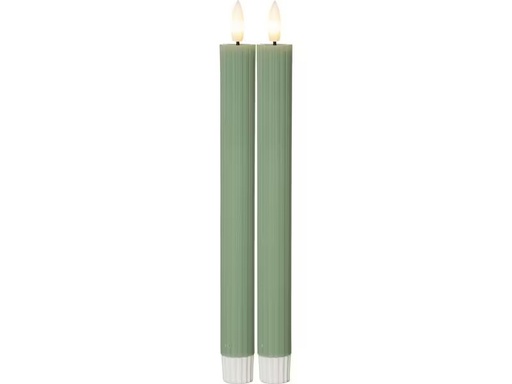 [90284951 1523408] Star Trading LED-Stabkerzen Set Flamme Stripe, 25 cm, Grün, 2 Stück