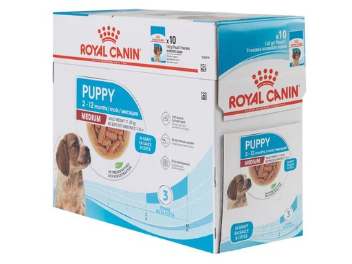 [90285112 1520122] Royal Canin Nassfutter Health Nutrition Medium Puppy Sauce, 10 x 140 g