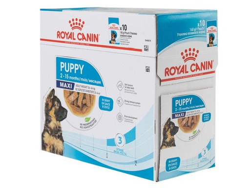 [90285168 1520125] Royal Canin Nassfutter Health Nutrition Maxi Puppy Sauce, 10 x 140g