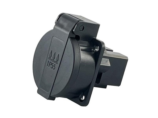 [90285275 1395334] Schönenberger Einbausteckdose T13 IP55 mit Klappdeckel, Schwarz