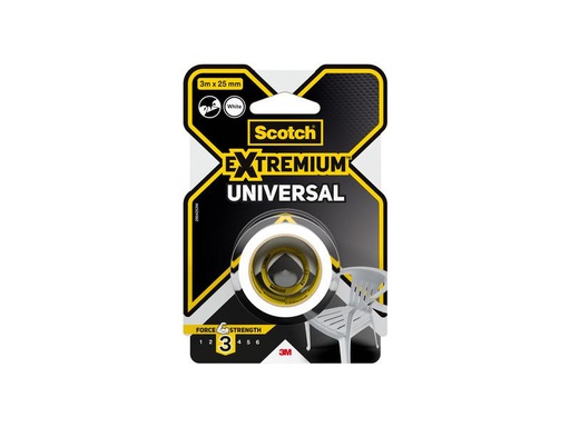 [90285283 1532552] Scotch Klebeband Extremium Universal, 25 mm x 3 m, 1 Rolle, Weiss