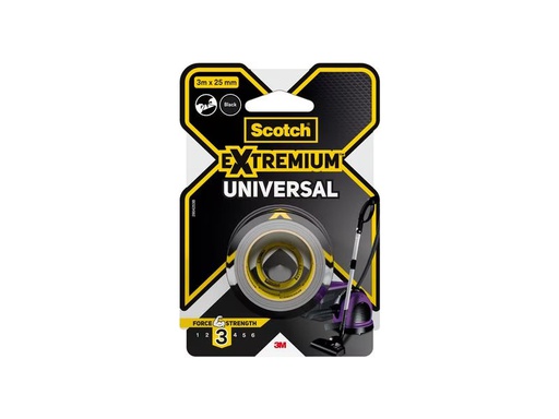 [90285351 1532554] Scotch Klebeband Extremium Universal, 25 mm x 3 m, 1 Rolle, Schwarz