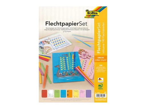 [90048214 766416] Folia Bastelpapier Flechtpapier für 24 Flechtmotive A4