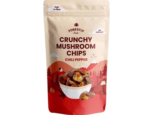 [90286210 1530296] Forestly Foods Crunchy Mushroom Chips – Chili 50 g
