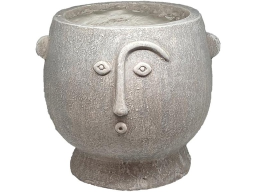 [90286462 1405983] Dameco Pflanzentopf mit Gesicht 16 cm, Grau