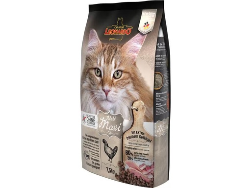 [90286691 1531015] Leonardo Cat Food Trockenfutter Adult getreidefrei Maxi, 7.5 kg