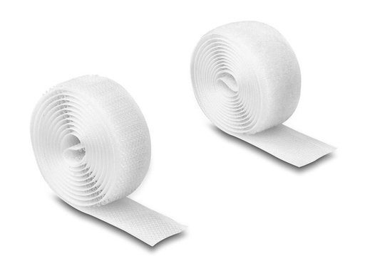 [90286913 1544241] Delock Klettband 1 m x 20 mm mit Haft- und Flauschband Weiss