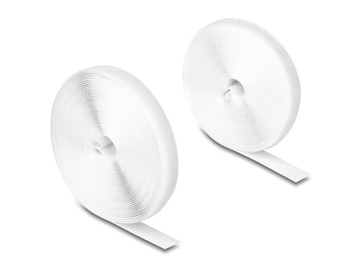 [90287071 1544240] Delock Klettband 10 m x 20 mm mit Haft- und Flauschband Weiss