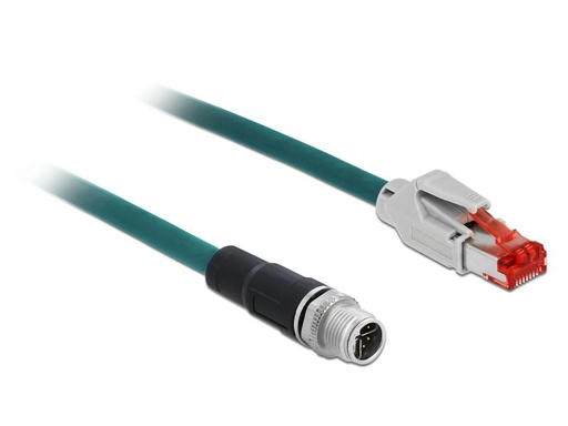 [90048350 978005] Delock Patchkabel RJ-45-M12 Cat 5e, SF/UTP, 1 m, Blau