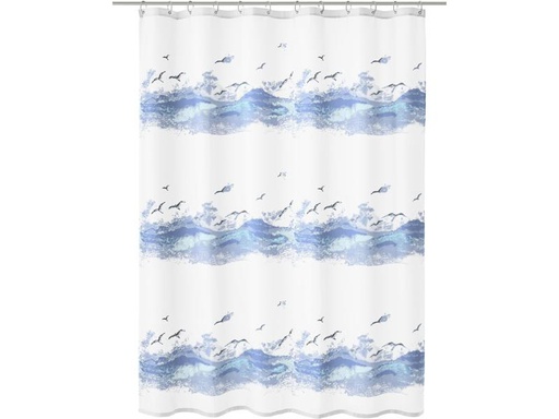 [90288000 1536012] Kleine Wolke Duschvorhang Seaside 180 x 200 cm, Blau/Weiss