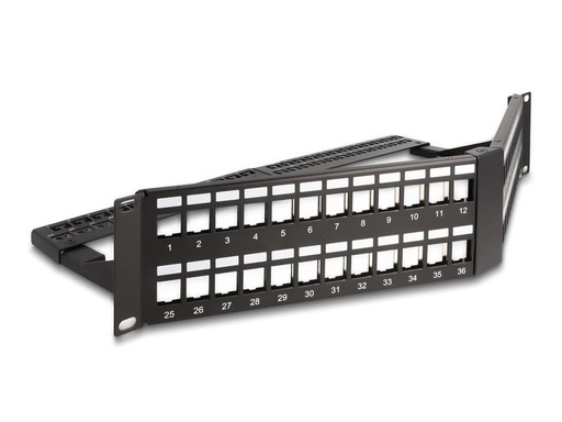 [90288221 1541039] Delock Patchpanel 48 Port Keystone, 19 Rack mit Entlastungsschiene