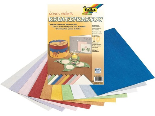 [90048500 599659] Folia Bastelkarton Leinen Mehrfarbig