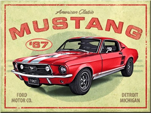 [90289395 1540334] Nostalgic Art Haftmagnet Ford Mustang 1 Stück, Gelb/Rot