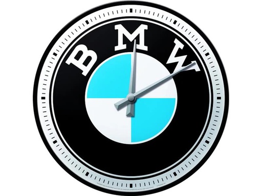 [90289534 1540318] Nostalgic Art Wanduhr BMW Logo Ø 31 cm, Blau/Schwarz/Weiss