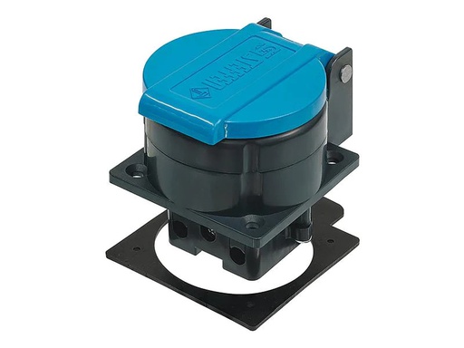 [90048678 1135733] STEFFEN Einbausteckdose T13 IP55 mit Verschlussdeckel hellblau