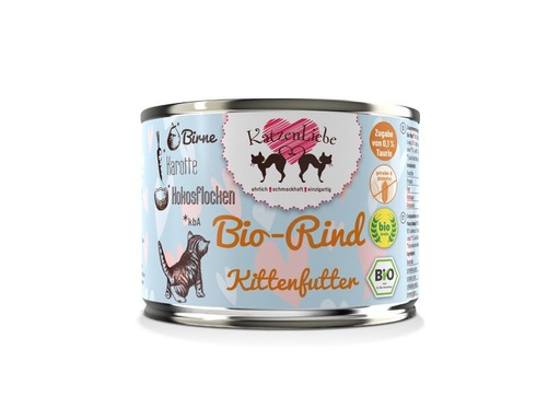 [90291049 1540879] KatzenLiebe Nassfutter Kitten Bio-Rind mit Bio-Karotte, 200 g