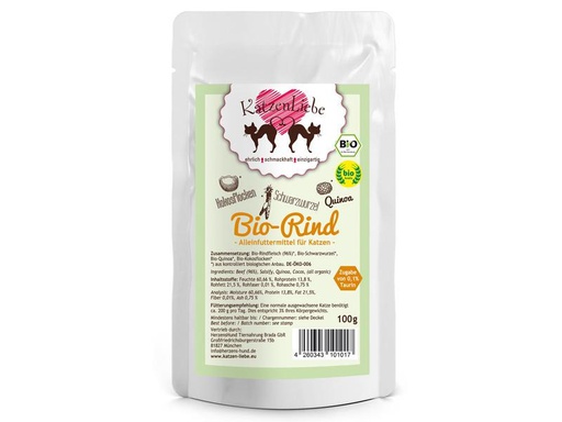 [90291063 1540861] KatzenLiebe Nassfutter Bio-Rind mit Bio-Schwarzwurzel, 100 g