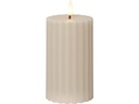 Star Trading LED-Kerze Pillar Flamme Stripe, Ø 7.5 x 15 cm, Beige