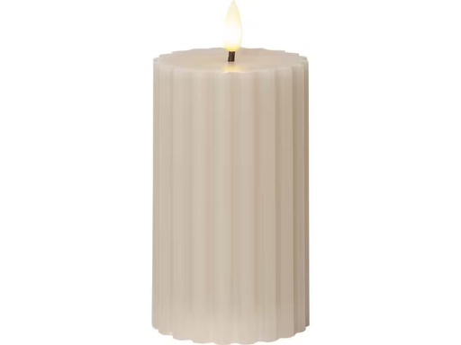 [90291452 1523403] Star Trading LED-Kerze Pillar Flamme Stripe, Ø 7.5 x 15 cm, Beige