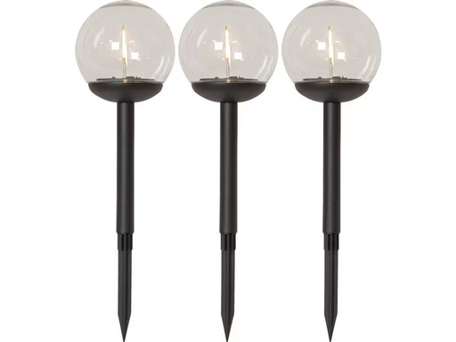 [90291504 1523389] Star Trading Solar Pollerleuchte Globe, 25 cm, Schwarz, 3er Set