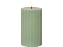 Star Trading LED-Kerze Pillar Flamme Stripe, Ø 7.5 x 15 cm, Grün