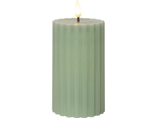[90291513 1523404] Star Trading LED-Kerze Pillar Flamme Stripe, Ø 7.5 x 15 cm, Grün