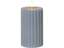 Star Trading LED-Kerze Pillar Flamme Stripe, Ø 7.5 x 15 cm, Blau