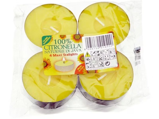 [90291549 1506782] balthasar Outdoor Teelichter Citronella Maxi 4 Stück, Gelb