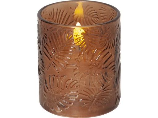 [90291625 1523355] Star Trading LED-Kerze Pillar Flamme Leaf, Ø 10 x 12.5 cm, Braun