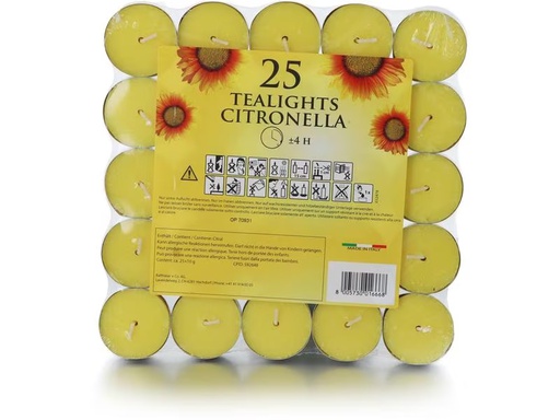 [90291657 1506781] balthasar Outdoor Teelichter Citronella 25 Stück, Gelb