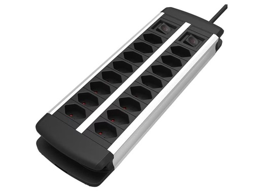 [90291684 1548546] Schönenberger Steckdosenleiste ALU 16x T13, 2x Schalter