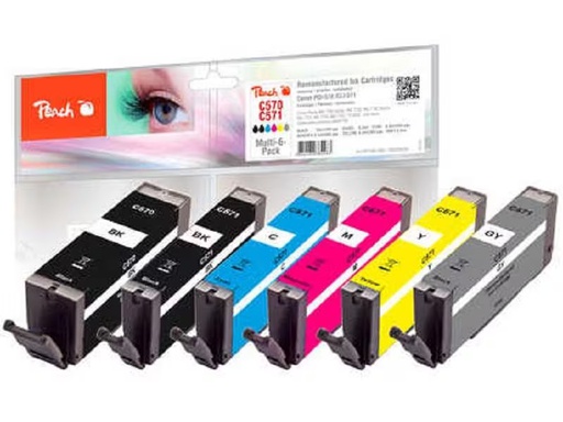 [90292174 1553741] Peach Tintenset Canon 570/571L, Multi-6-Pack BK/PBK/C/M/Y/G