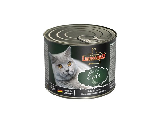 [90292245 1530988] Leonardo Cat Food Nassfutter Reich an Ente, 200 g