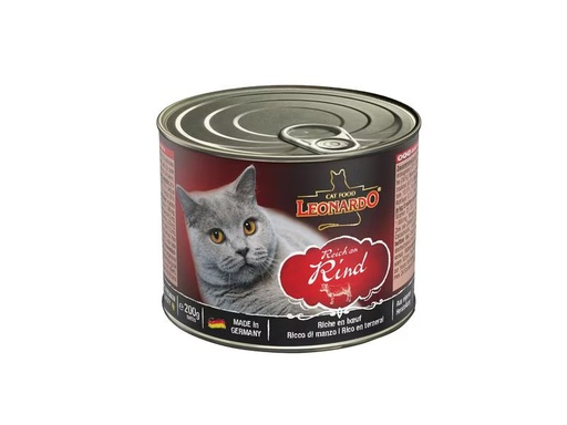[90292317 1530987] Leonardo Cat Food Nassfutter Reich an Rind, 200 g