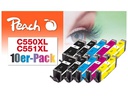 Peach Tintenset Canon 550XL/551XL, Multi-10-Pack BK/PBK/C/M/Y