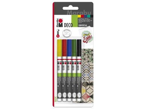 [90049004 994774] Marabu Acrylmarker Deco Painter 1 - 2 mm, 5 Stück