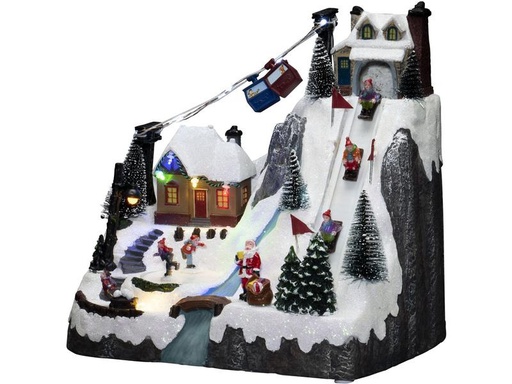 [90293045 1537608] Konstsmide LED-Figur Skipiste mit Musik, 28 cm, Mehrfarbig