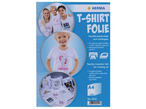 [90293076 1554056] HERMA Aufbügelfolie A4, 20 Stück, Weiss